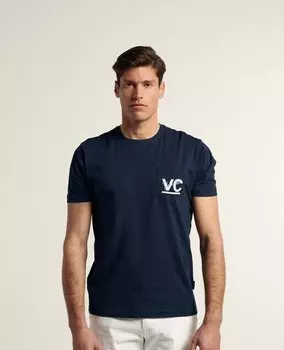 Классическая мужская футболка с коротким рукавом Valecuatro, темно-синий