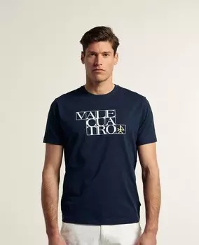 Классическая мужская футболка с коротким рукавом Valecuatro, темно-синий