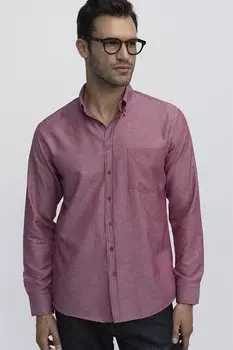 Классическая мужская красная рубашка Оксфорд с текстурированным воротником и карманами с вышивкой TUDORS