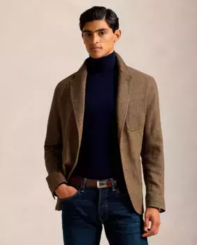 Классическая мужская куртка с принтом «елочка» Polo Ralph Lauren, цвет Marrn Topo