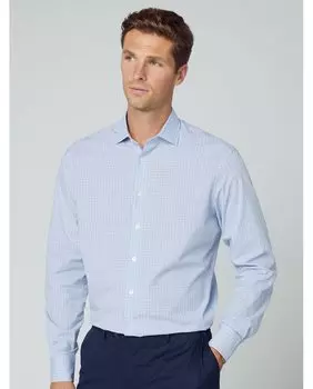 Классическая мужская меланжевая рубашка с голубым клетчатым принтом Hackett, светло-синий