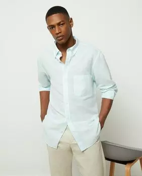 Классическая мужская рубашка из хлопка и льна Dustin, индиго