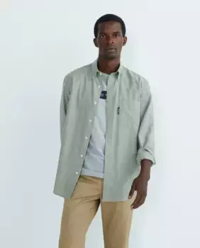 Классическая мужская рубашка из окрашенной хлопковой фланели FACONNABLE, зеленый