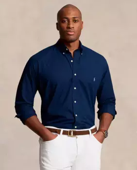 Классическая мужская рубашка из поплина больших размеров Polo Ralph Lauren, темно-синий
