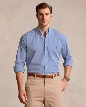 Классическая мужская рубашка из поплина больших размеров Polo Ralph Lauren, светло-голубой
