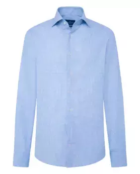 Классическая мужская рубашка из поплина в клетку Hackett, синий