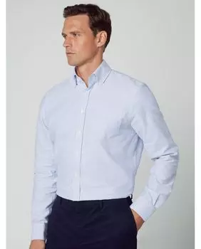 Классическая мужская рубашка-оксфорд с принтом в синюю полоску Hackett, синий