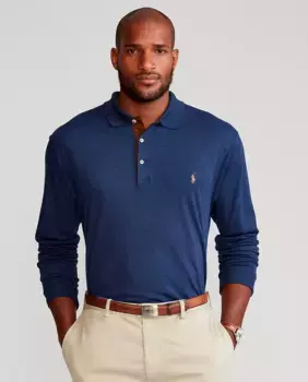 Классическая мужская рубашка-поло из хлопка пима больших размеров Polo Ralph Lauren, темно-синий