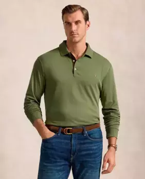 Классическая мужская рубашка-поло из хлопка пима больших размеров Polo Ralph Lauren, цвет Verde Pardo