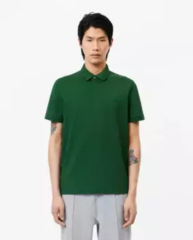 Классическая мужская рубашка-поло Paris из однотонного хлопкового пике стрейч Lacoste, зеленый
