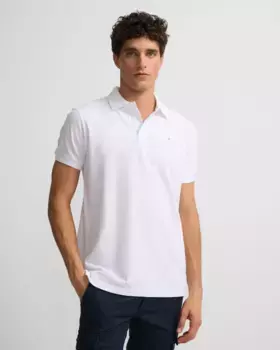 Классическая мужская рубашка поло с белой мини-нашивкой Silbon, белый