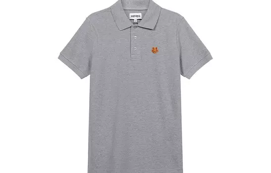 Классическая мужская рубашка поло с головой тигра, жемчужно-серая Kenzo, серый