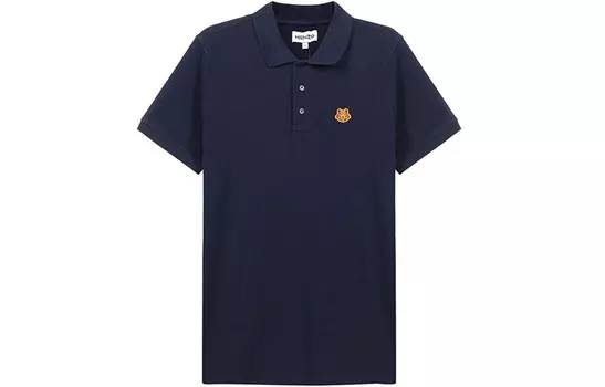 Классическая мужская рубашка поло с головой тигра темно-синего цвета Kenzo, темно-синий