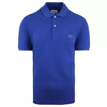 Классическая мужская рубашка-поло темно-синего кроя Lacoste, синий