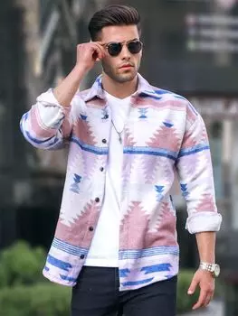 Классическая мужская рубашка с длинным рукавом и узором Madmextt