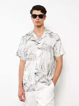 Классическая мужская рубашка с коротким рукавом и узором LCW Vision