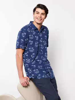 Классическая мужская рубашка с коротким рукавом и узором LCWAIKIKI Classic