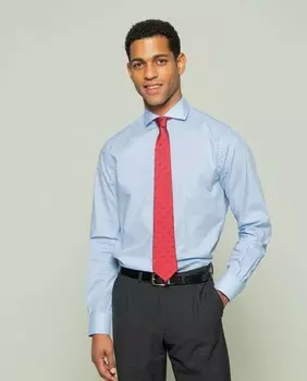 Классическая мужская рубашка с принтом «гусиные лапки» голубого цвета Scotta 1985, светло-синий