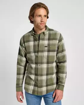 Классическая мужская рубашка в клетку зеленого цвета Lee, зеленый