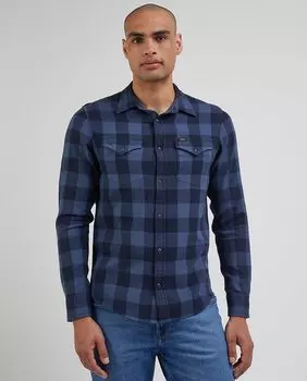 Классическая мужская рубашка в синюю клетку Lee, синий