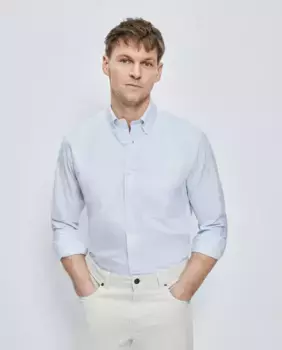 Классическая мужская спортивная рубашка в оксфордскую полоску Emidio Tucci, светло-голубой