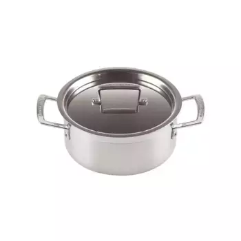 Классическая низкая кастрюля Le Creuset из нержавеющей стали с крышкой, клен