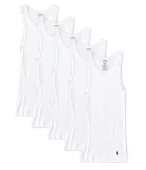 Классическая однотонная хлопковая майка Polo Ralph Lauren, 5 шт., белый