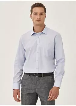 Классическая однотонная мужская рубашка с рубашечным воротником Comfort Fit 4A2000000003 Altnyldz Classics, светло-синий