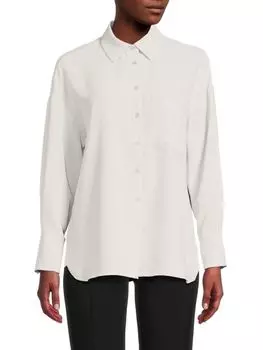 Классическая однотонная рубашка на пуговицах Adrianna Papell, слоновая кость