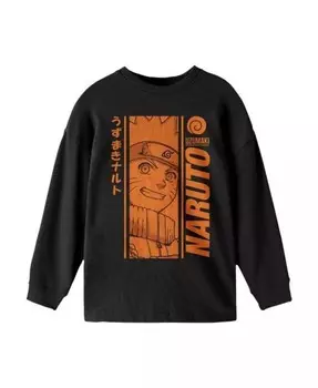 Классическая оранжевая молодежная черная рубашка с длинным рукавом для мальчика Naruto, черный