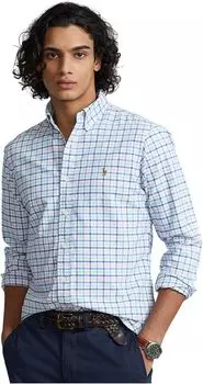 Классическая оксфордская рубашка Polo Ralph Lauren, цвет Blue/Green/New Rose Multi