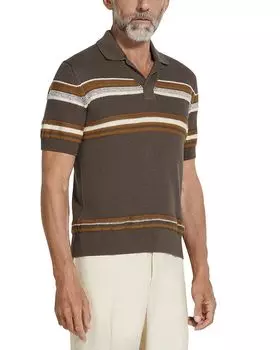 Классическая поло из хлопка и шелка ZEGNA, коричневый/бежевый