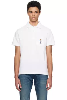 Классическая поло с медведем из сетчатой ткани Polo Ralph Lauren, белый