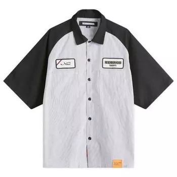 Классическая полосатая рабочая рубашка с короткими рукавами Neighborhood, черный