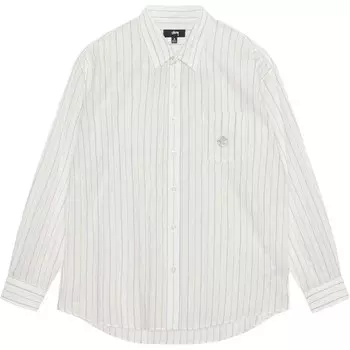 Классическая полосатая рубашка из хлопка и льна Stussy, светло-голубой