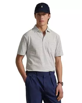 Классическая полосатая рубашка-поло из лайкры Polo Ralph Lauren, серый