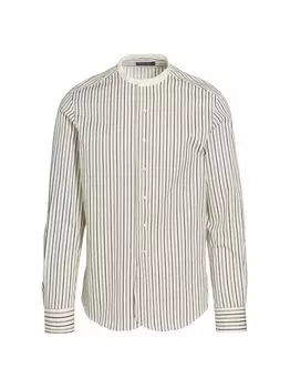 Классическая полосатая рубашка с воротником-стойкой Ralph Lauren Purple Label, черный