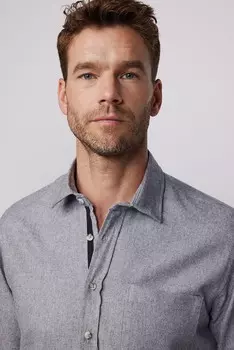 Классическая посадка Добби со спортивным воротником, однотонная серая мужская рубашка Lumberjack TUDORS