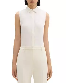 Классическая приталенная шелковая рубашка Theory, бежевый