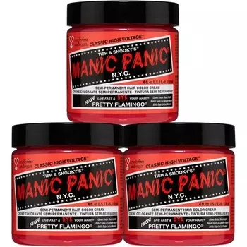 Классическая ярко-розовая краска для волос «Сладкая вата» Pink Flamingo, 118 мл — упаковка из 3 шт., Manic Panic