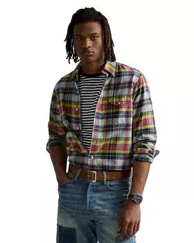 Классическая рубашка Basket Weave в стиле кэмп Polo Ralph Lauren, мультиколор