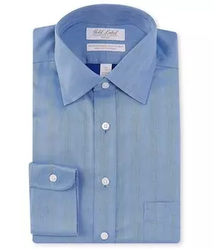 Классическая рубашка Добби с раздвинутым воротником и узором «елочка» Gold Label Roundtree & Yorke, синий