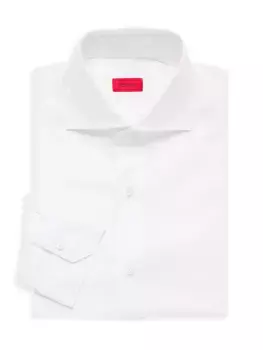 Классическая рубашка из фактурного хлопка Isaia, белый