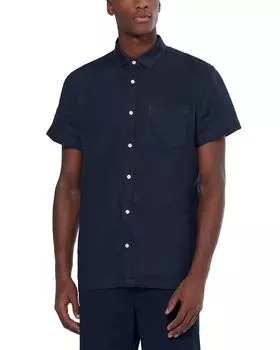 Классическая рубашка из льна с коротким рукавом Regular Fit Scotch & Soda, синий