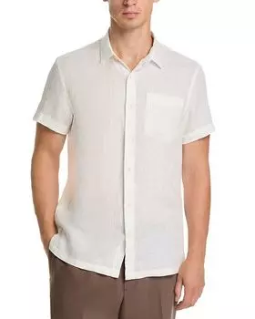 Классическая рубашка из льна с коротким рукавом Regular Fit Scotch & Soda, слоновая кость/кремовый