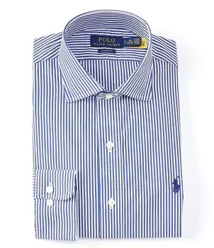 Классическая рубашка из поплина Polo Ralph Lauren классического кроя с раздвинутым воротником, синий