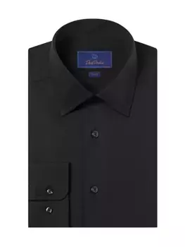Классическая рубашка из супертонкого твила с отделкой David Donahue, черный