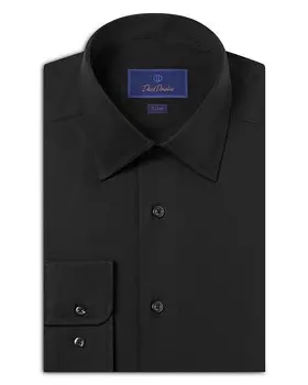 Классическая рубашка из супертонкого твила с отделкой David Donahue, черный