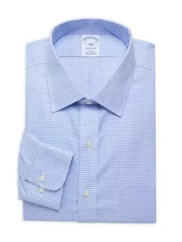 Классическая рубашка обычного кроя с узором «гусиные лапки» без железа Brooks Brothers, синий