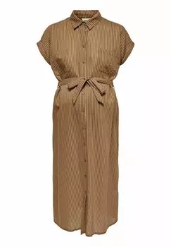 Классическая рубашка ONLY MATERNITY MAMA KURZRMELIGES, цвет tobacco brown